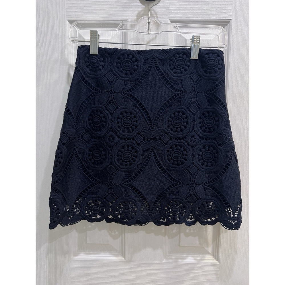 Abercrombie & Fitch Lace Crochet Embroidered Skirt Navy Size 00